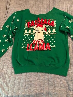 Green 'Fa La La La Llama' Christmas Sweatshirt